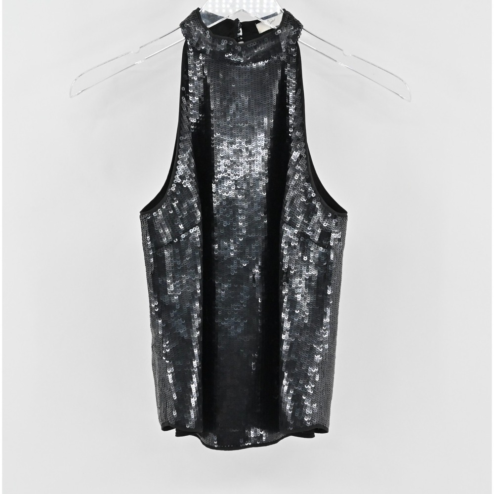 Joie Lei Lei Sequin Caviar Tank Top Womens Size S Sleeveless Halter Neck Blouse